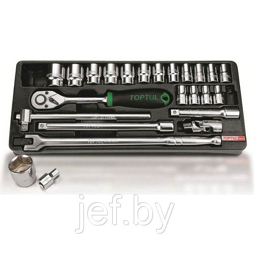 Набор-сет головок 1/2" 8-32мм 23 предмета 6-ти гранные TOPTUL GCAT2402