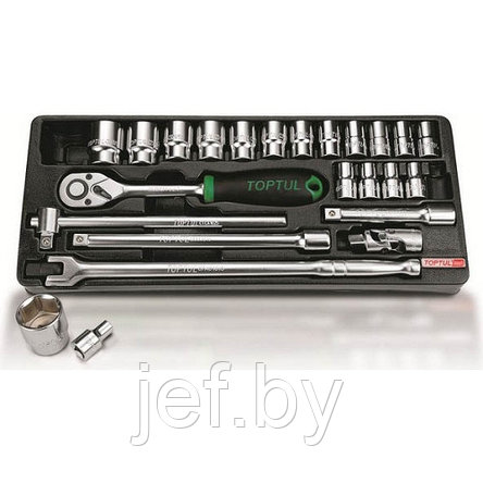 Набор-сет головок 1/2" 8-32мм 23 предмета 6-ти гранные TOPTUL GCAT2402, фото 2