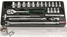 Набор-сет головок 1/2" 8-32мм 23 предмета 6-ти гранные TOPTUL GCAT2402, фото 3