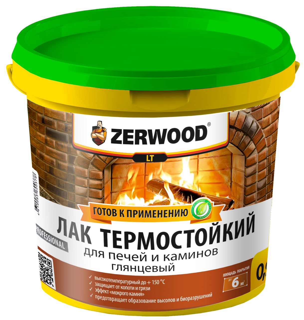 Лак термостойкий для печей и каминов Zerwood LT глянцевый (0,9кг ...