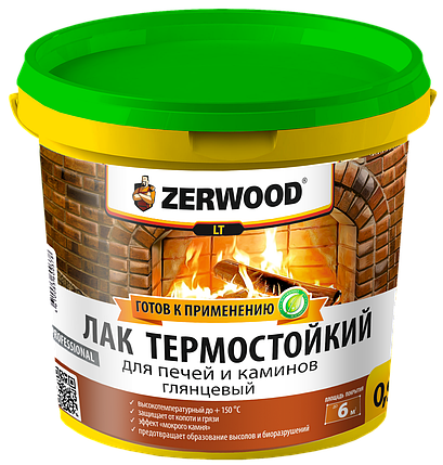 Лак термостойкий для печей и каминов Zerwood LT глянцевый (0,9кг), фото 2