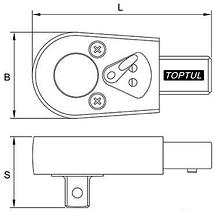 Головка-трещотка 1/2" для ключа динамометрич. для ключей anah0108 anah0121 anaj0130 TOPTUL ANAL0216, фото 2