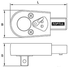 Головка-трещотка 1/2" для ключа динамометрич. удл. для ключей anah0108 anah0121 anaj0130 TOPTUL ANAL0116, фото 2