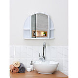 Шкафчик для ванной комнаты c зеркалом «Орион», цвет белый мрамор, фото 4