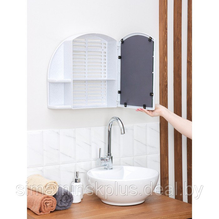 Шкафчик для ванной комнаты c зеркалом «Орион», цвет белый мрамор - фото 6 - id-p223015257