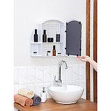 Шкафчик для ванной комнаты c зеркалом «Орион», цвет белый мрамор, фото 7