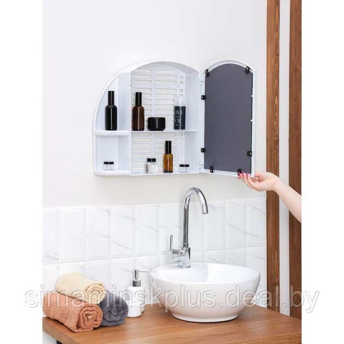 Шкафчик для ванной комнаты c зеркалом «Орион», цвет белый мрамор - фото 7 - id-p223015257