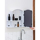 Шкафчик для ванной комнаты c зеркалом «Орион», цвет белый мрамор, фото 8