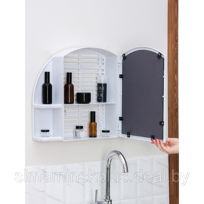 Шкафчик для ванной комнаты c зеркалом «Орион», цвет белый мрамор - фото 8 - id-p223015257