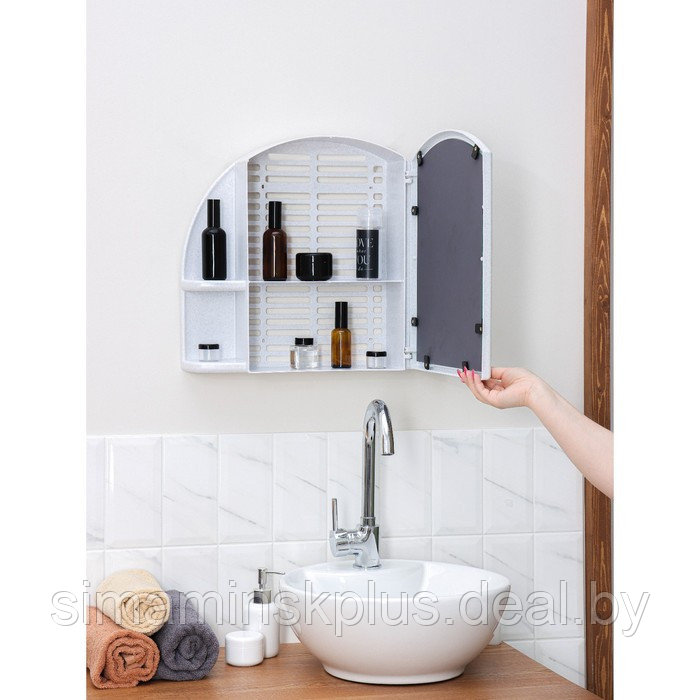 Шкафчик для ванной комнаты c зеркалом «Орион», цвет белый мрамор - фото 9 - id-p223015257