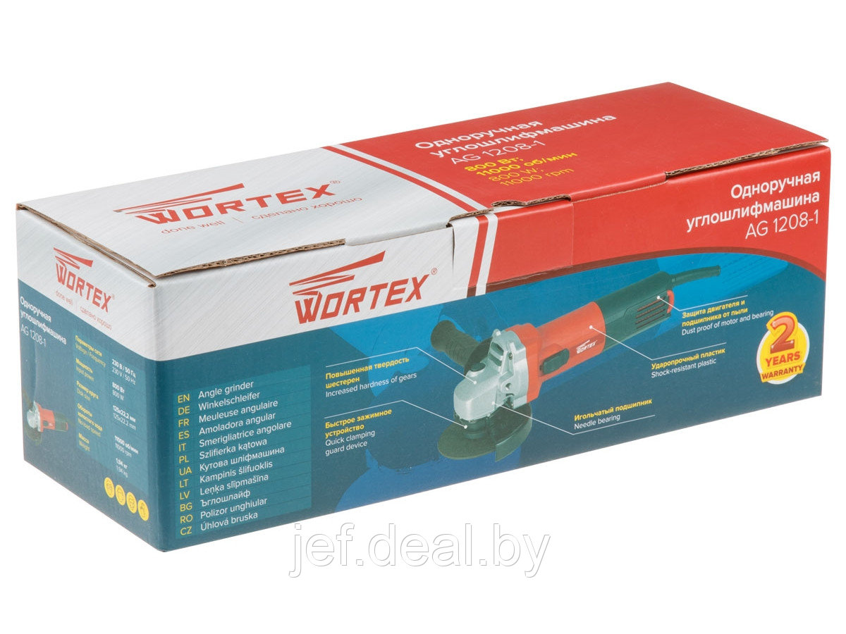 Одноручная углошлифмашина AG 1208-1 800 вт WORTEX AG1208100019 - фото 10 - id-p198753102