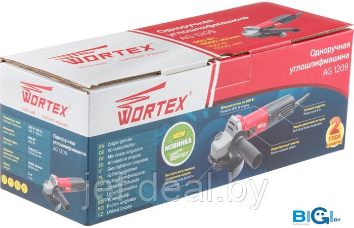 Одноручная углошлифмашина AG 1209 900 вт WORTEX AG120900018 - фото 8 - id-p193919743