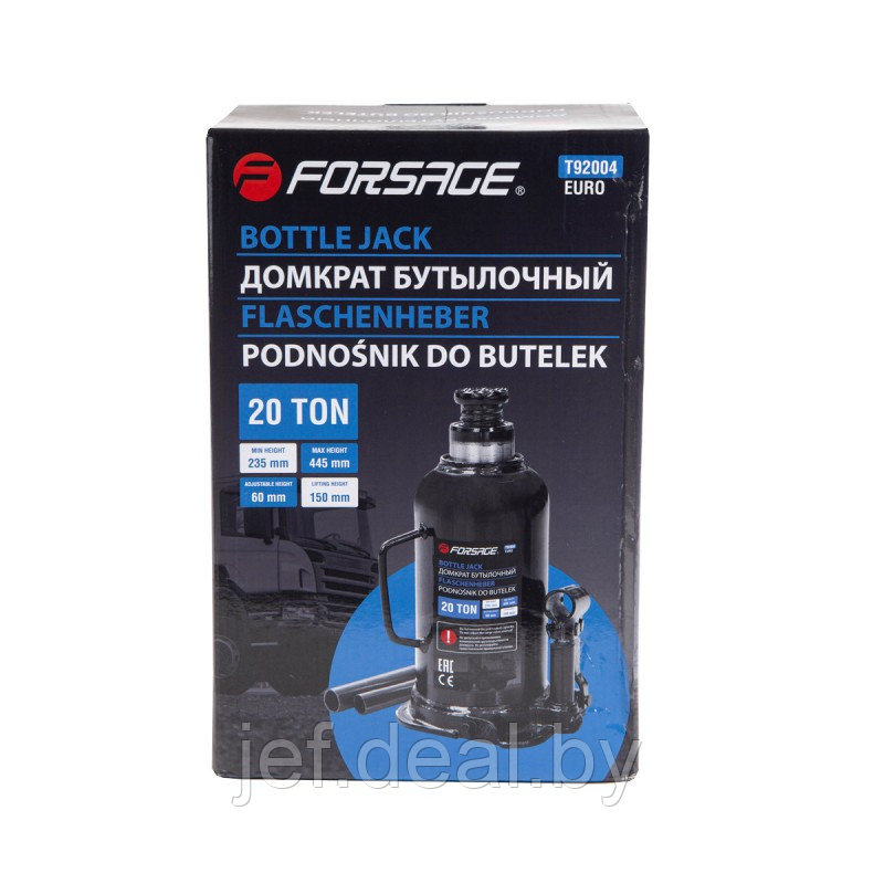 Домкрат бутылочный 20т EURO FORSAGE F-T92004(BR)(Euro) - фото 4 - id-p190997759