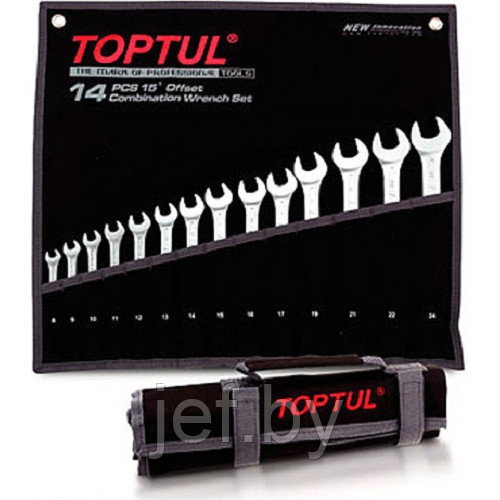 Набор ключей комбинированных 14шт черное полотно TOPTUL GPAB1402
