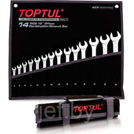 Набор ключей комбинированных 14шт черное полотно TOPTUL GPAB1402, фото 2