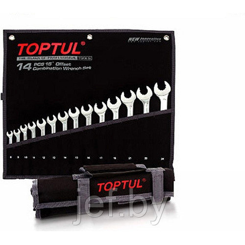 Набор ключей комбинированных динамических 14шт черное полотно TOPTUL GPAQ1402