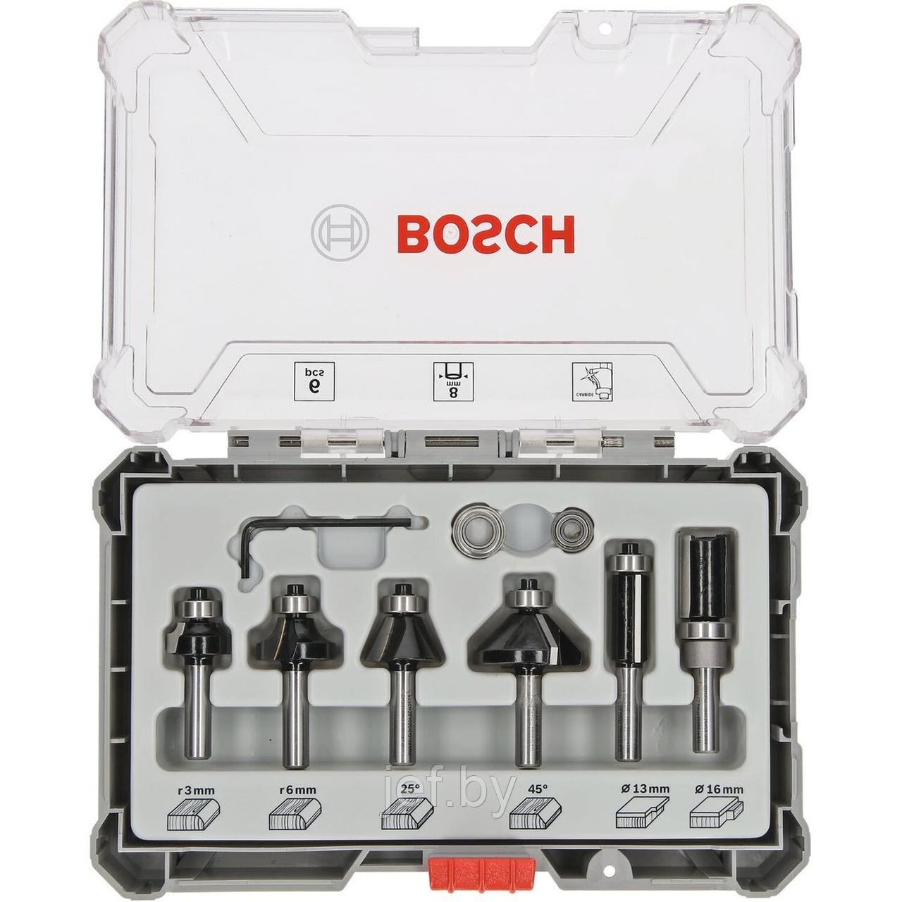 Набор кромочных фрез 8 мм 6шт BOSCH 2607017469