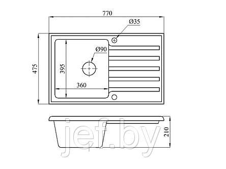 Мойка кухонная из искусственного камня ART серый 770х475 мм AV ENGINEERING AV770490AGRA, фото 2