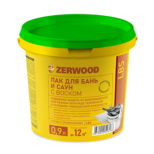 Лак для бань и саун Zerwood LBS с воском (0,9кг)