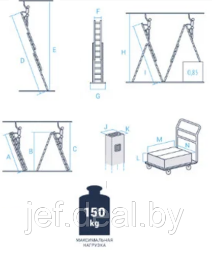 Лестница алюминиевая 3-х секционная PRO STARTUL ST9944-08 - фото 5 - id-p195486815