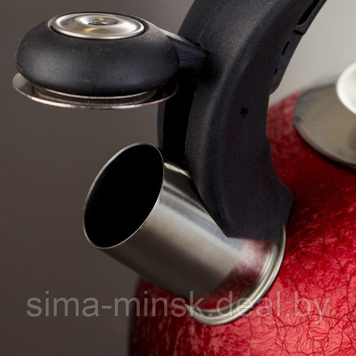 Чайник со свистком из нержавеющей стали Доляна Snow, 3 л, индукция, цвет красный - фото 2 - id-p223018554