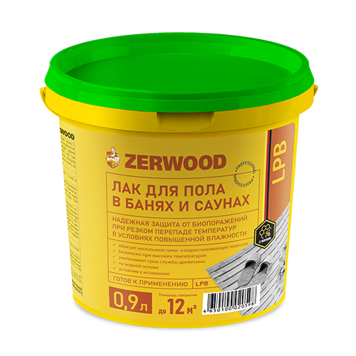 Лак для пола в банях и саунах Zerwood LBP с воском (0,9кг)