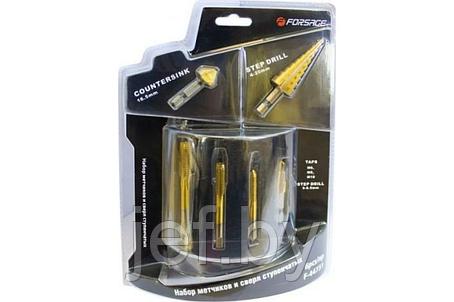Набор метчиков и сверел ступеньчатых 6 предметов FORSAGE F-44731, фото 2