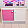 Игровая мебель «Детская кухня», цвет корпуса бело-серый, цвет фасада бело-малиновый, фартук ромб, фото 8