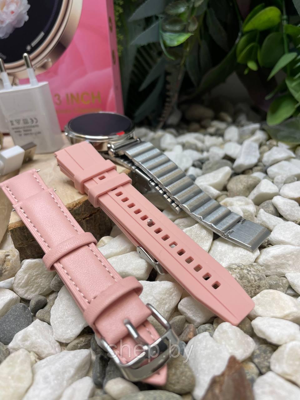 Умные часы Smart Watch SmartX X5mini , 41 мм, 3 ремешка ,беспроводная зарядка цвет: розовый, золотой - фото 5 - id-p223020539
