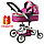 MELOBO 9695 коляска для кукол, съемная люлька, перекидная ручка, бордовая, фото 10