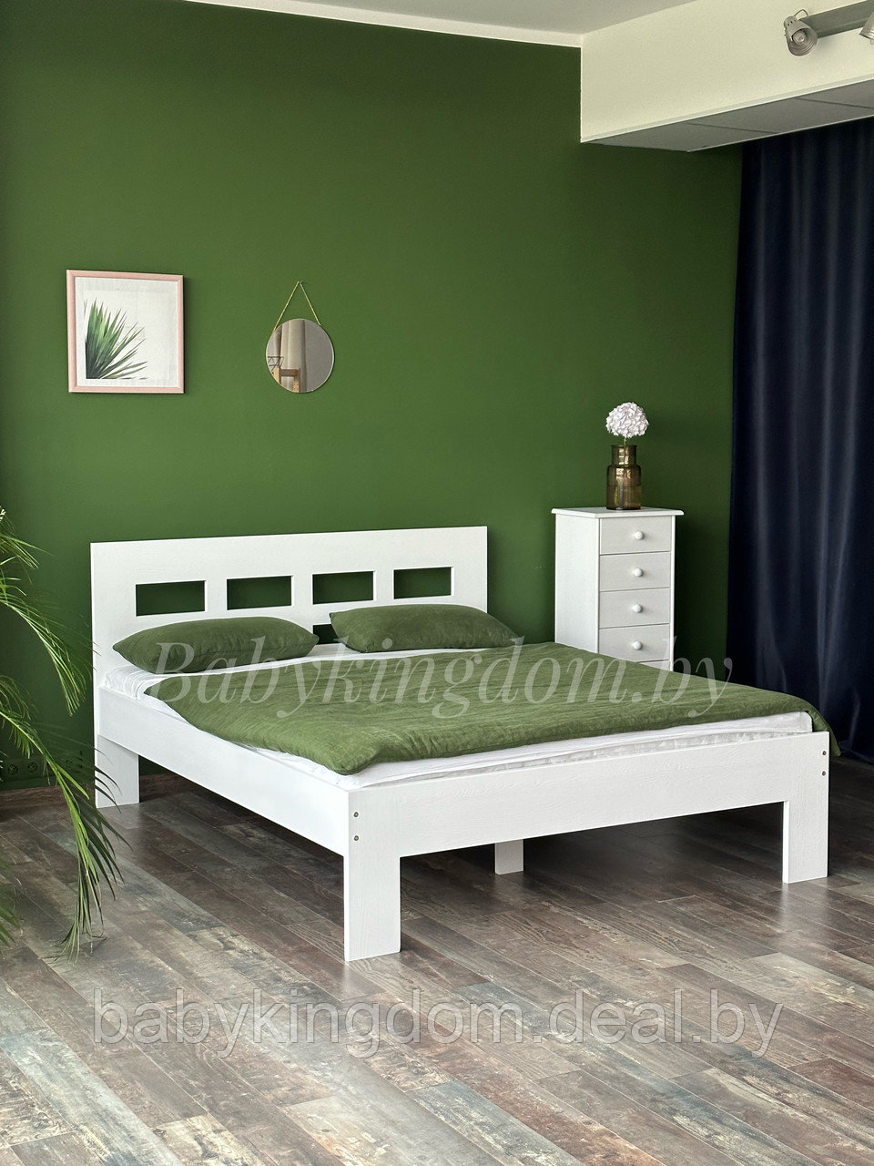Кровать двуспальная Сантина (белый воск) 120х200 массив сосны - фото 1 - id-p223020986