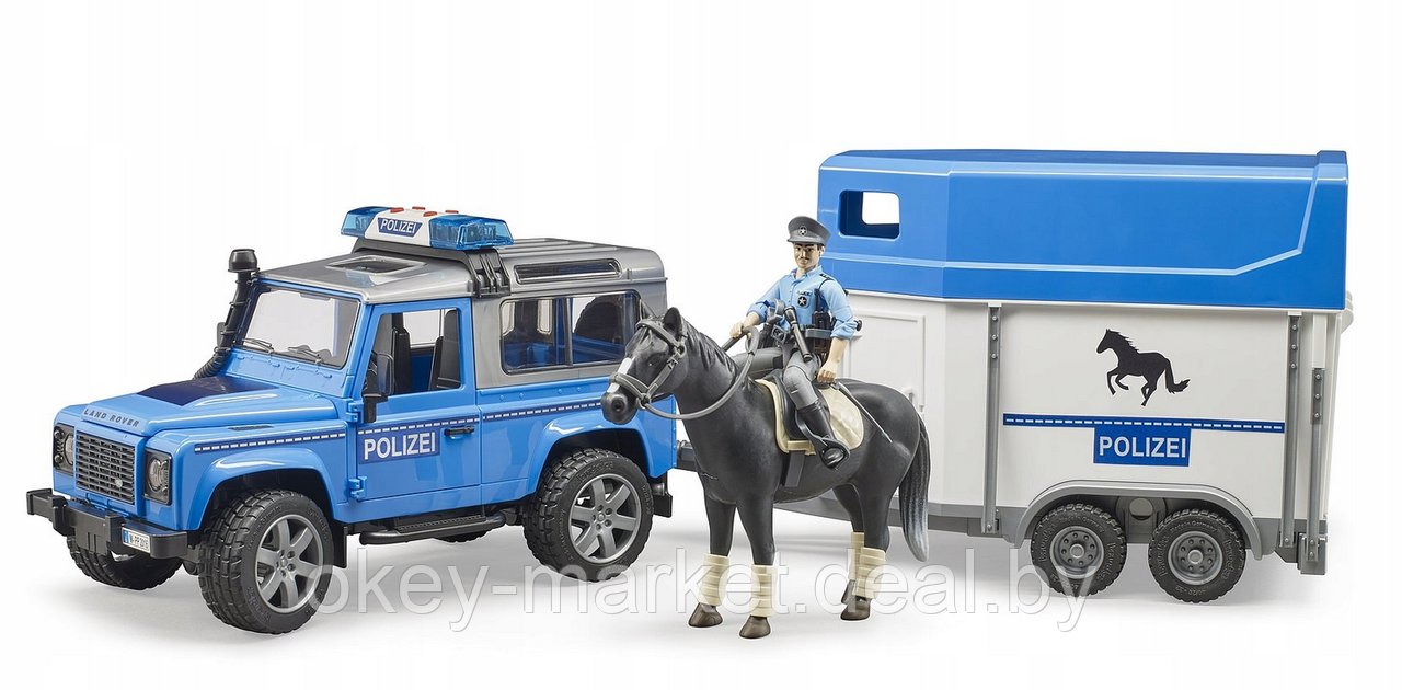 Игрушка Полицейский внедорожник Land Rover Defender с прицепом и фигурками Bruder 02588 - фото 2 - id-p124852785