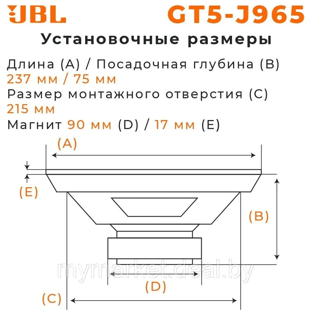 Автомобильные колонки динамики JBL GT5-J965 / Коаксиальная акустика 4-х полосная 6X9 дюйм./16x24 см - фото 7 - id-p223021202