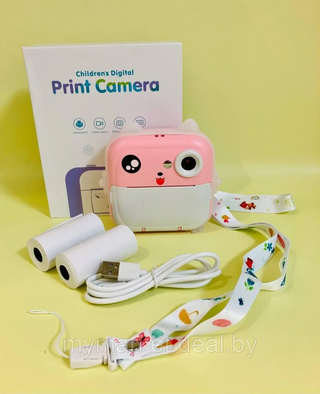 Фотоаппарат моментальной печати детский Котик светящиеся ушки - фото 9 - id-p223021211