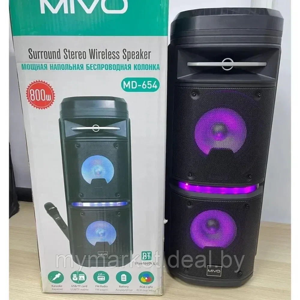 Портативная напольная беспроводная колонка Bluetooth MIVO MD-654 с микрофоном - фото 8 - id-p223021245