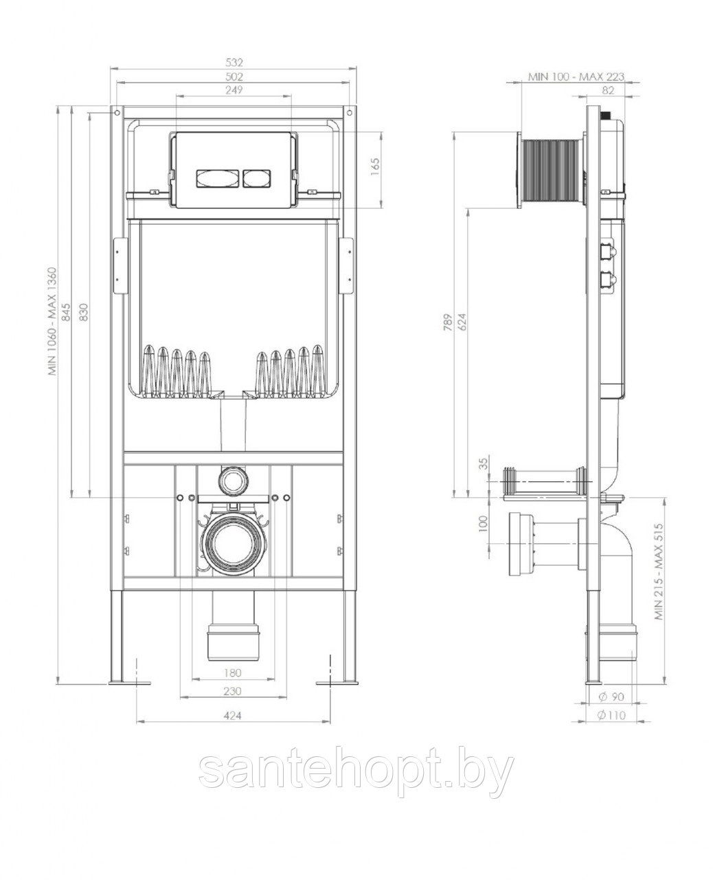 Комплект 6 в 1 с инсталляцией Isvea Soluzione II, кнопка матовый хром - фото 3 - id-p223021542