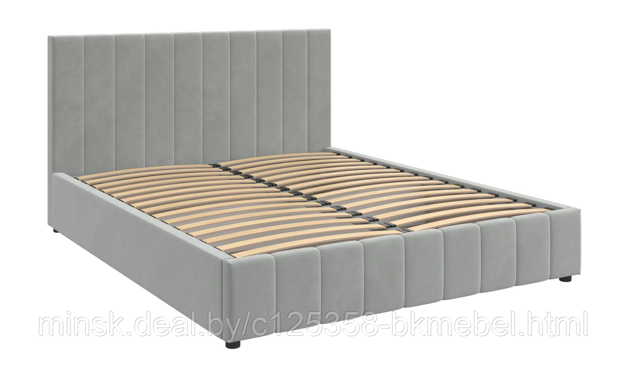 Кровать Нельсон 1,6 Велюр Светло-серый (вар.5) - фото 2 - id-p223021862