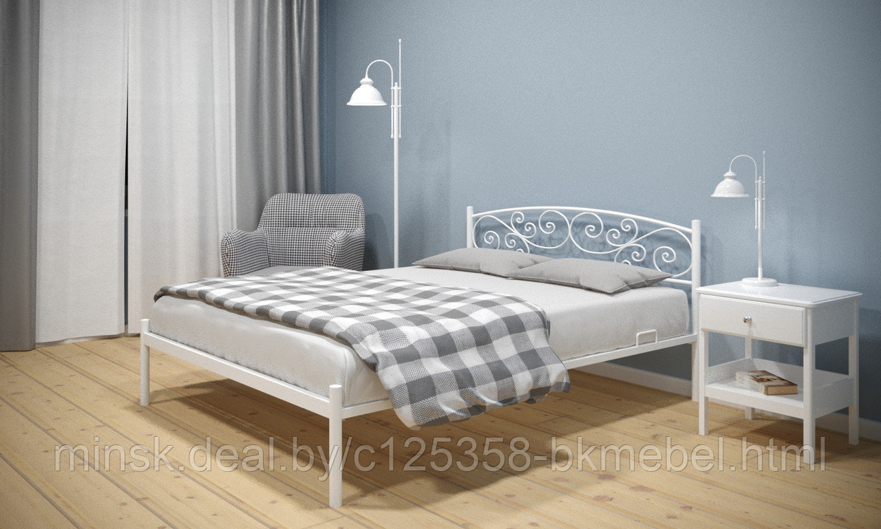 Кровать Лилия 1.4 белый муар ЛЛЯ.140.200.Б - фото 1 - id-p223021877