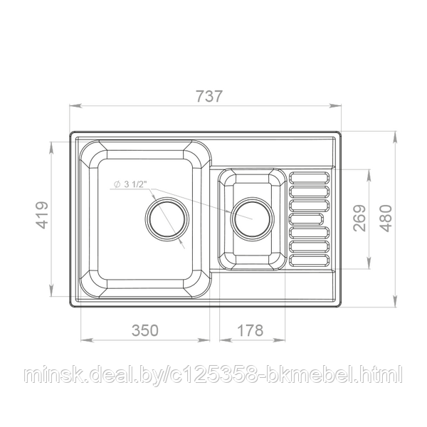 Кухонная мойка GRANFEST QUARZ Z-21K Белый - фото 3 - id-p223021888