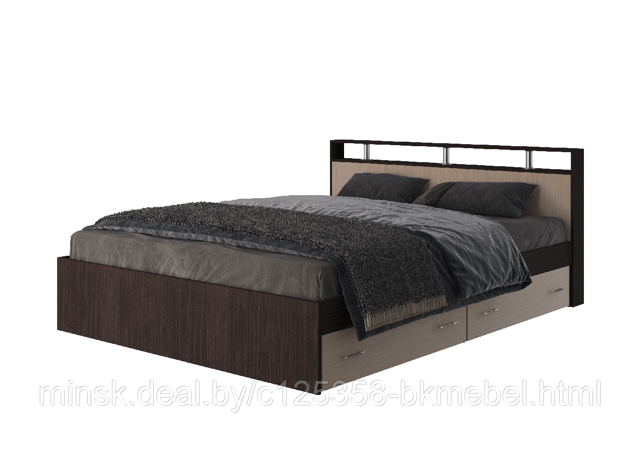 Кровать Арина 1,8м венге/сонома с ящиками - фото 1 - id-p223021982