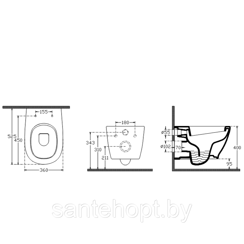 Унитаз подвесной безободковый с крышкой Isvea Soluzione II, белый - фото 2 - id-p223022411