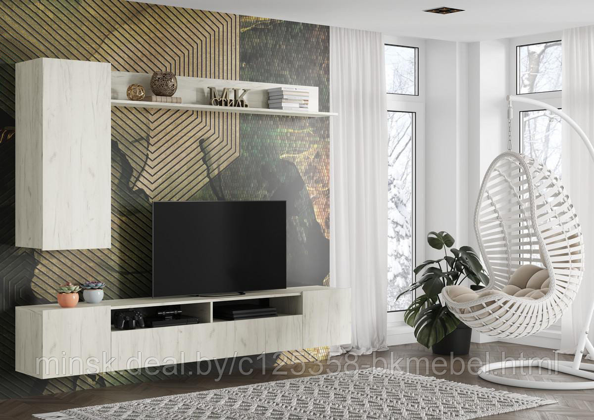 Стенка Соло-16 ЛДСП дуб крафт белый