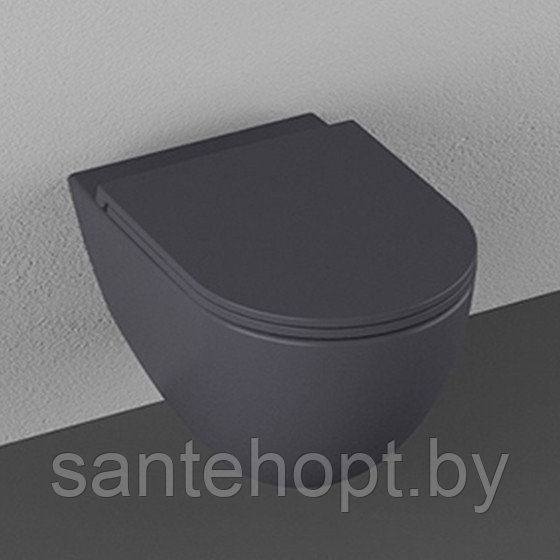 Унитаз подвесной безободковый с крышкой Isvea Infinity Clearim Plus, антрацит - фото 2 - id-p223022418