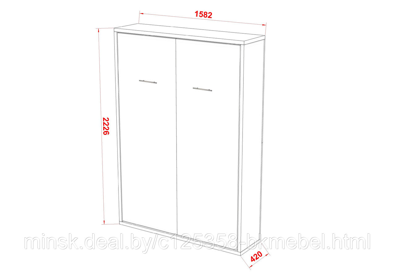 Шкаф-кровать Kart 36мм 140x200 белый базовый - фото 4 - id-p223022083