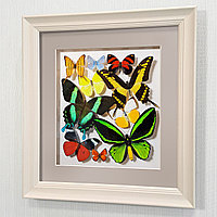 Картина-панно Сборка с зелеными доминирующими бабочками, арт.: 92а-02