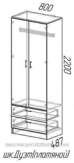Шкаф 2-створчатый платяной Дуэт ясень шимо темный/ясень шимо светлый - фото 2 - id-p223022242