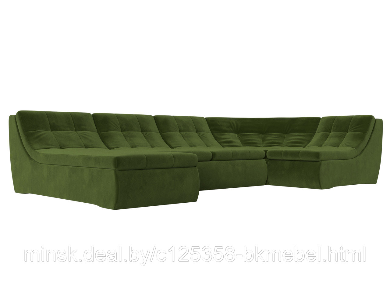 П-образный модульный диван Холидей Микровельвет Зеленый - фото 1 - id-p118973161