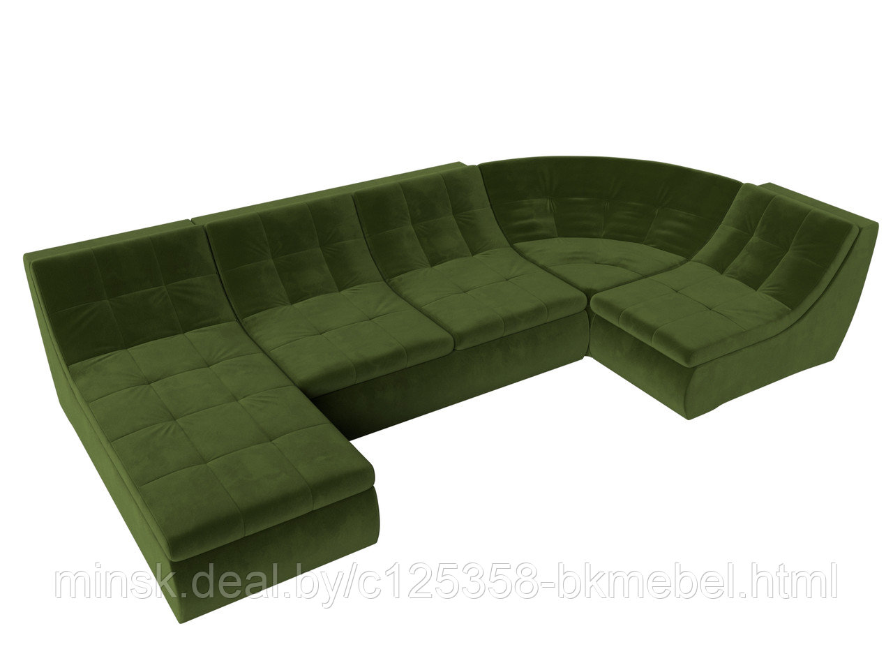 П-образный модульный диван Холидей Микровельвет Зеленый - фото 5 - id-p118973161
