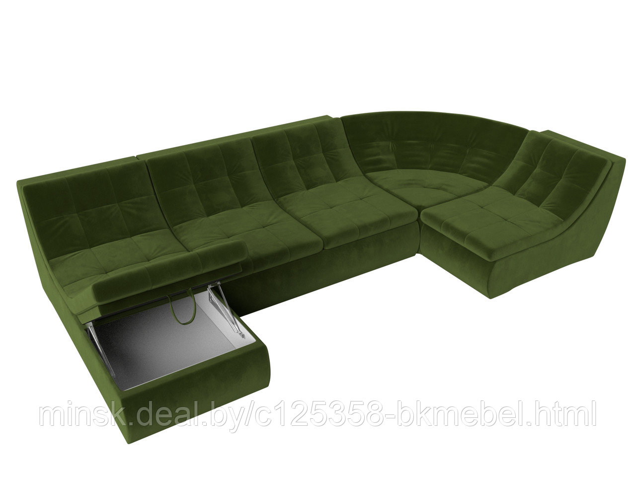 П-образный модульный диван Холидей Микровельвет Зеленый - фото 7 - id-p118973161