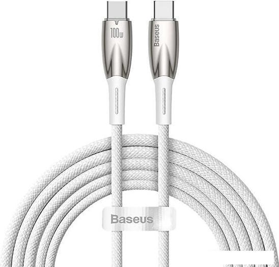 Кабель Baseus Glimmer Series Fast Charging Data Cable USB Type-C - Type-C 100W CADH000802 (2 м, белы - фото 1 - id-p222599995